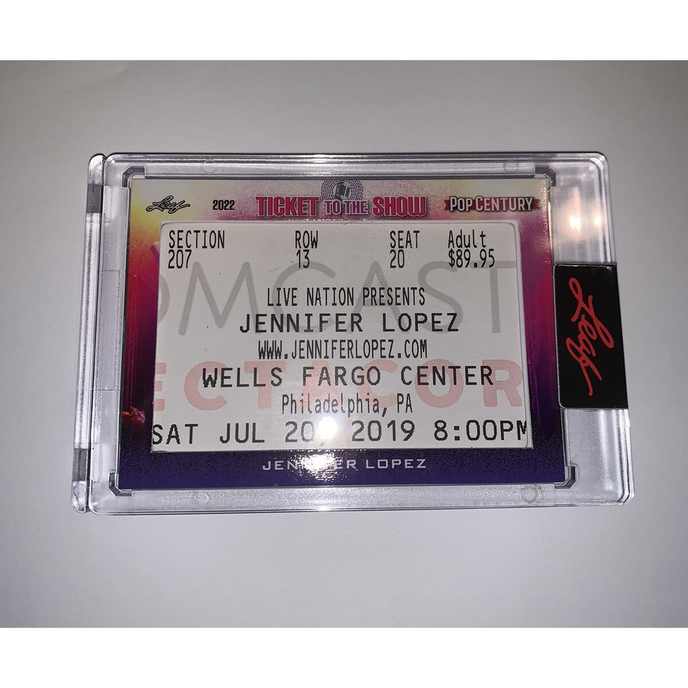 2022 LEAF POP CENTURY "TICKET TO THE SHOW" JENNIFER LOPEZ TICKET STUB CARD 2019
